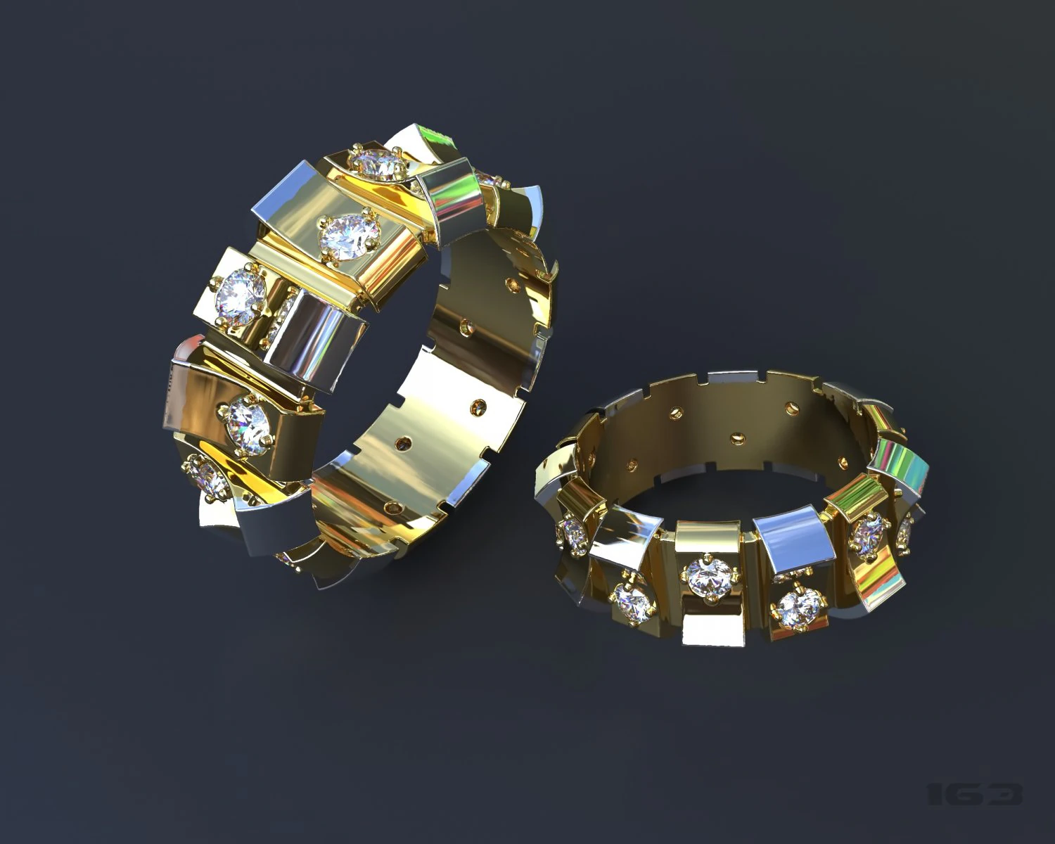 ring with diamonds 3D Print Model .c4d .max .obj .3ds .fbx .stl .blend 