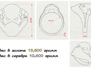 ring with a skull 3Dプリントモデル