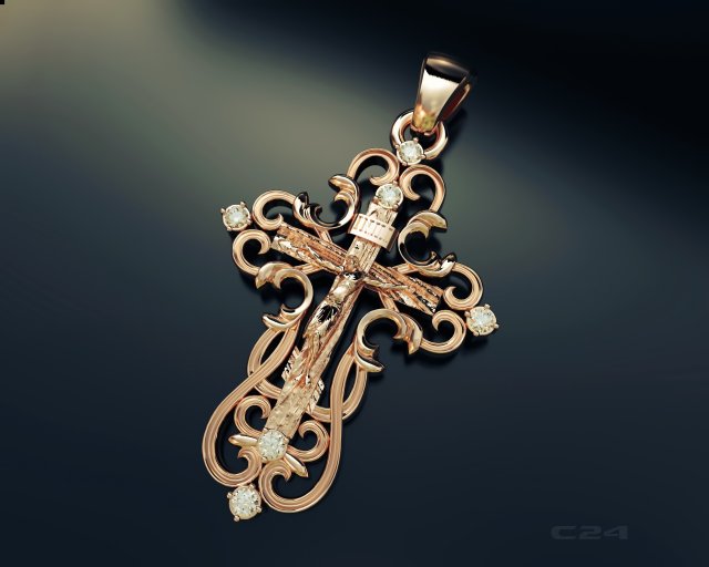 gold cross 3D Model .c4d .max .obj .3ds .fbx .stl .blend 