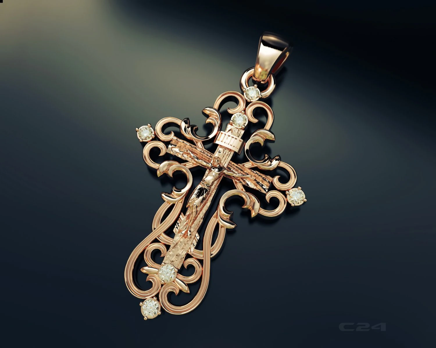 gold cross 3D Model .c4d .max .obj .3ds .fbx .stl .blend 