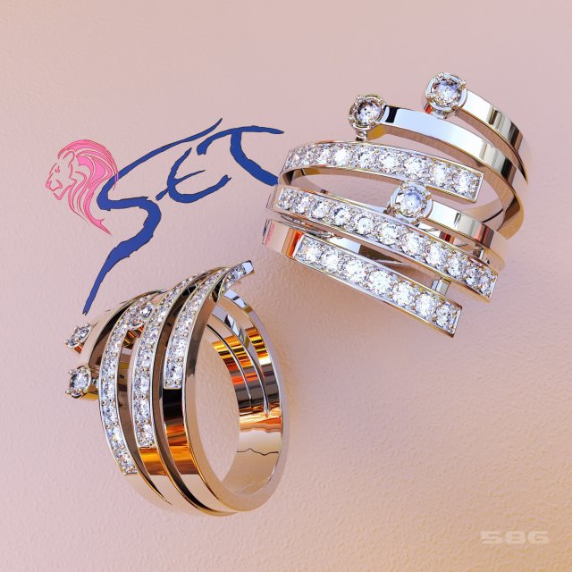 a ring with a diamond 3D 프린트 모델 .c4d .max .obj .3ds .fbx .stl .blend 