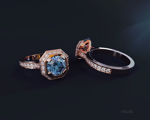 women ring with stones 3D 프린트 모델 .c4d .max .obj .3ds .fbx .stl .blend 