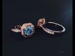 women ring with stones 3D Print Model