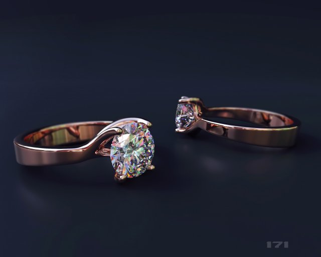 a ring with a diamond 3D Print Model .c4d .max .obj .3ds .fbx .stl .blend 