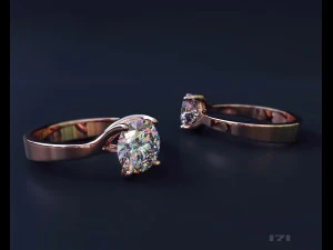 um anel com um diamante Modelo de Impressão 3D