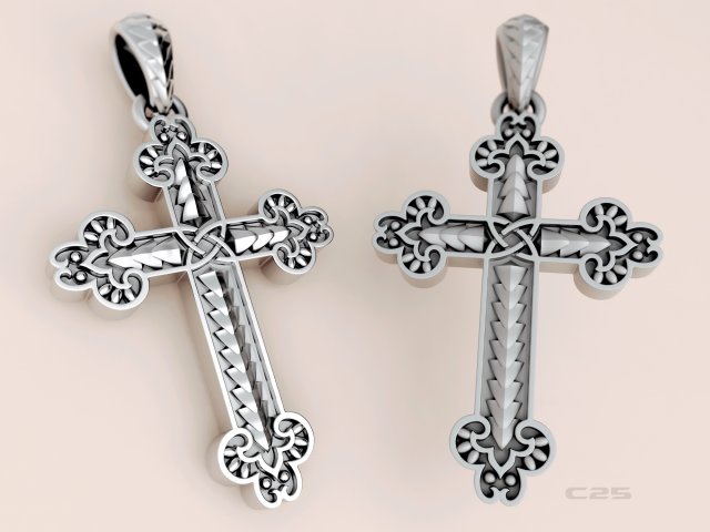 cross with patterns 3D Baskı Modeli .c4d .max .obj .3ds .fbx .stl .blend