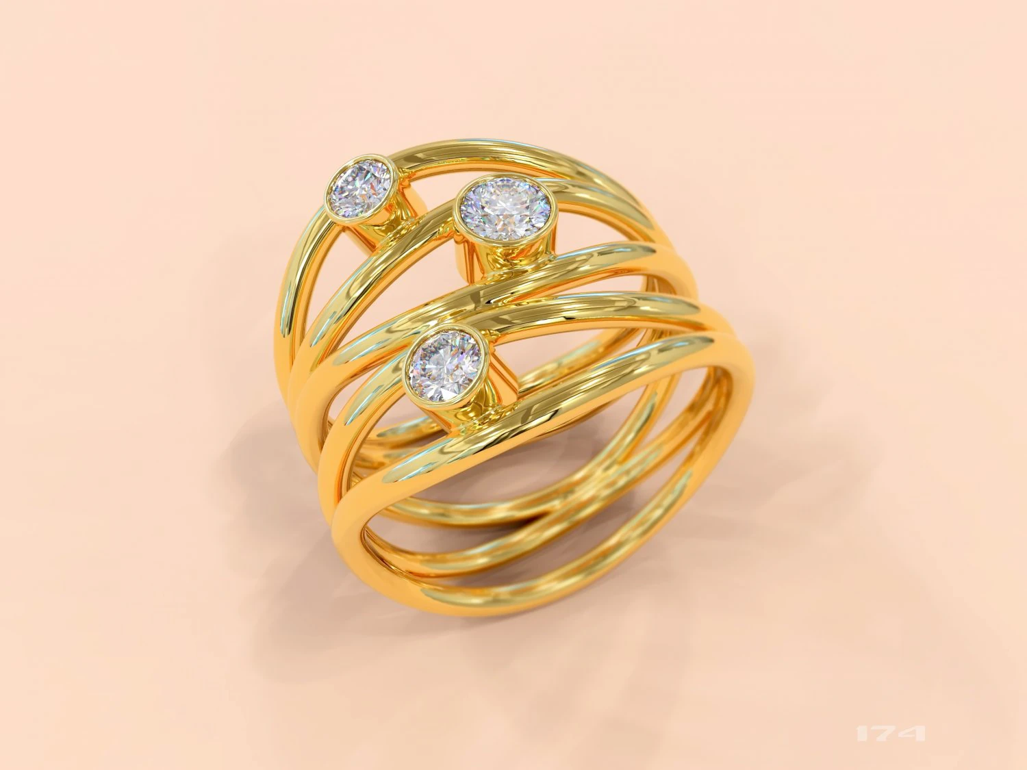 womens ring with diamonds 3D Print Model .c4d .max .obj .3ds .fbx .stl .blend