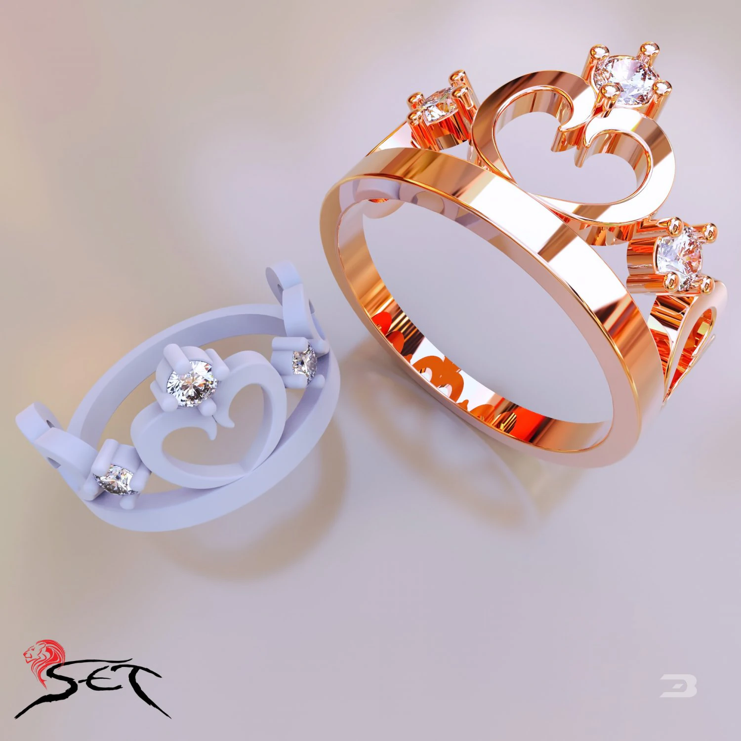 gold crown ring 3D Print Model .c4d .max .obj .3ds .fbx .stl .blend 