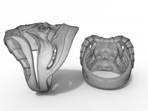 ring skull with horns 3D Print Model