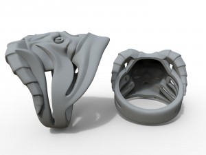 ring skull with horns 3D Print Model