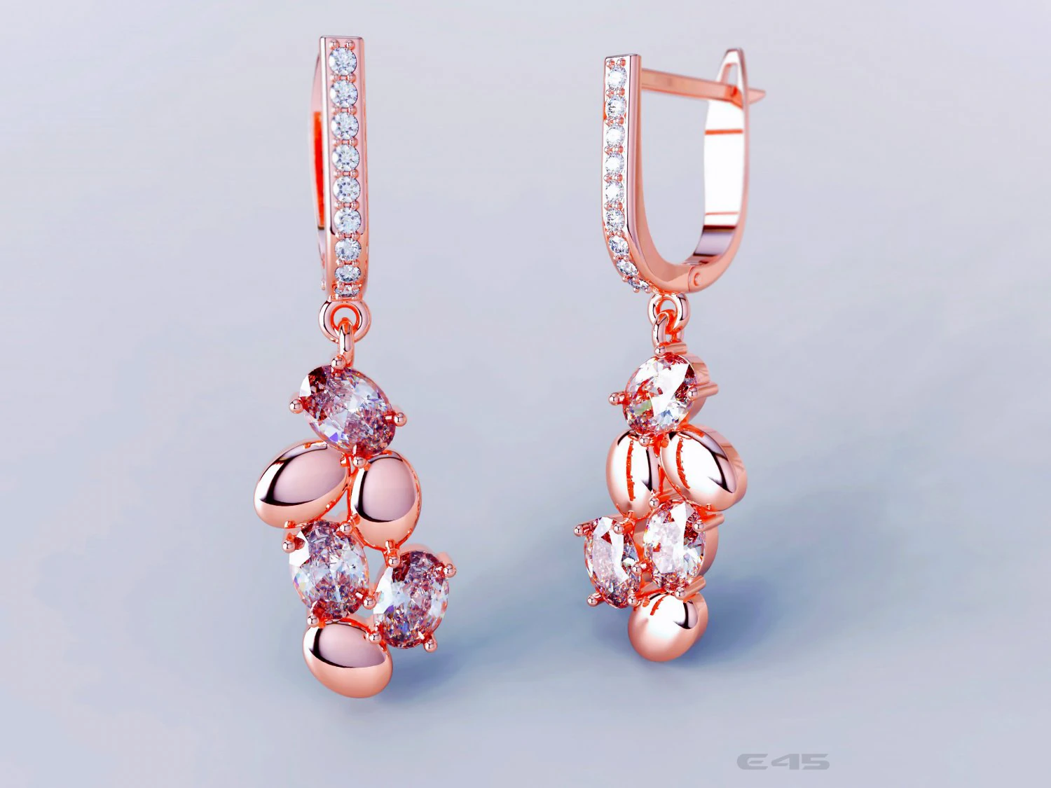 earrings with stones 3D Print Model .c4d .max .obj .3ds .fbx .stl .blend 