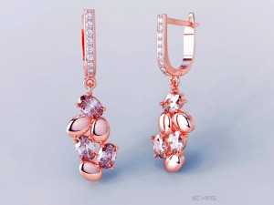 earrings with stones 3D Print Model