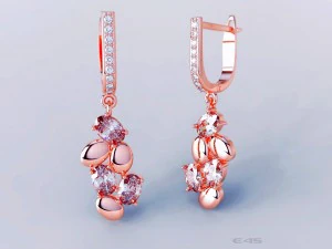 earrings with stones 3D Print Model