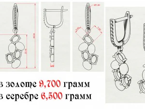 earrings with stones 3D Print Model
