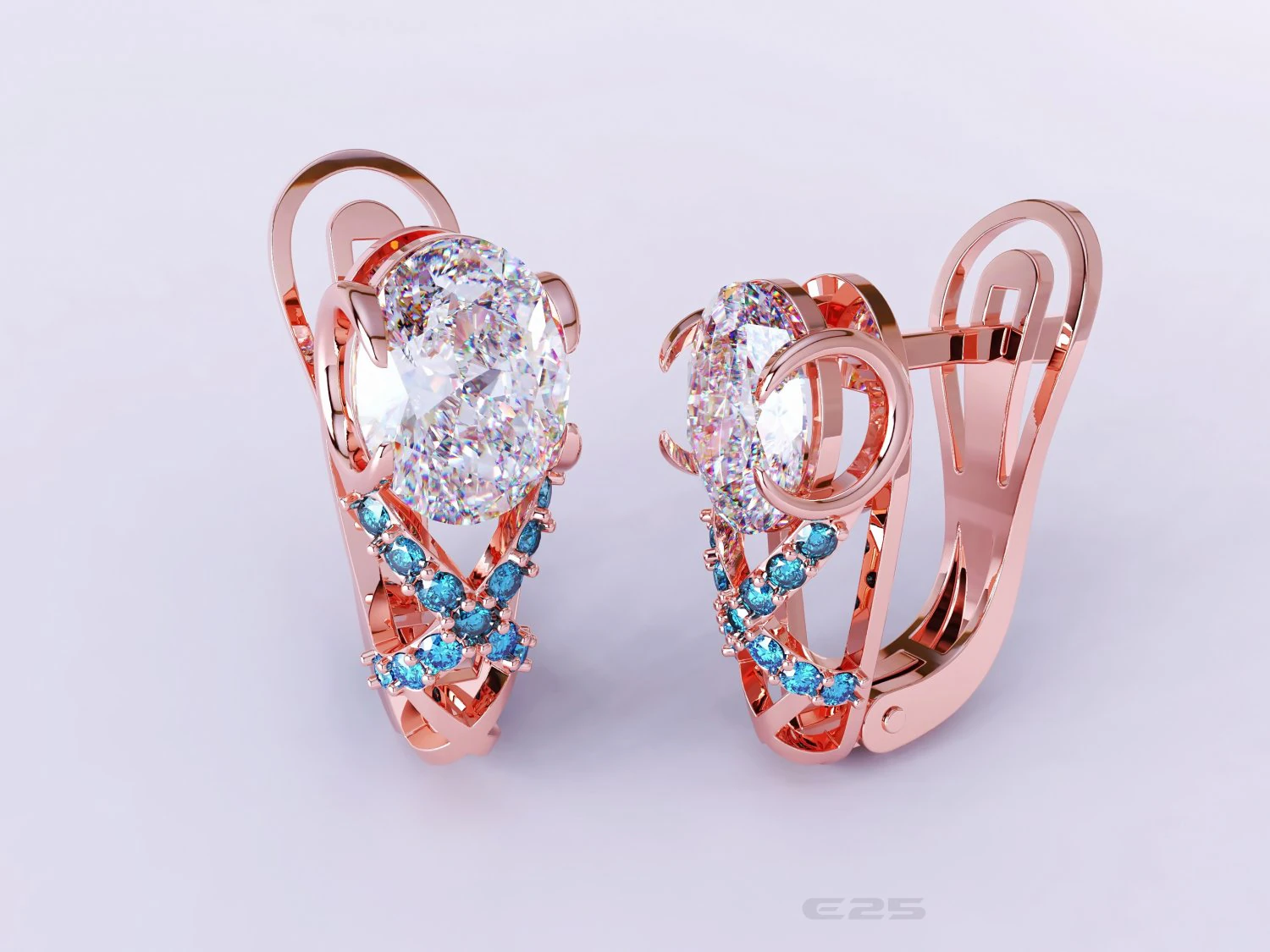 earrings with stones 3D Print Model .c4d .max .obj .3ds .fbx .stl .blend