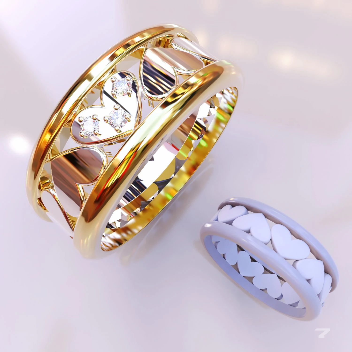 ring with hearts 3D Print Model .c4d .max .obj .3ds .fbx .stl .blend 