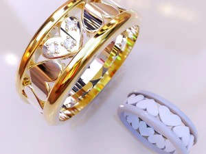 кольцо с сердечками 3D Принт Модель