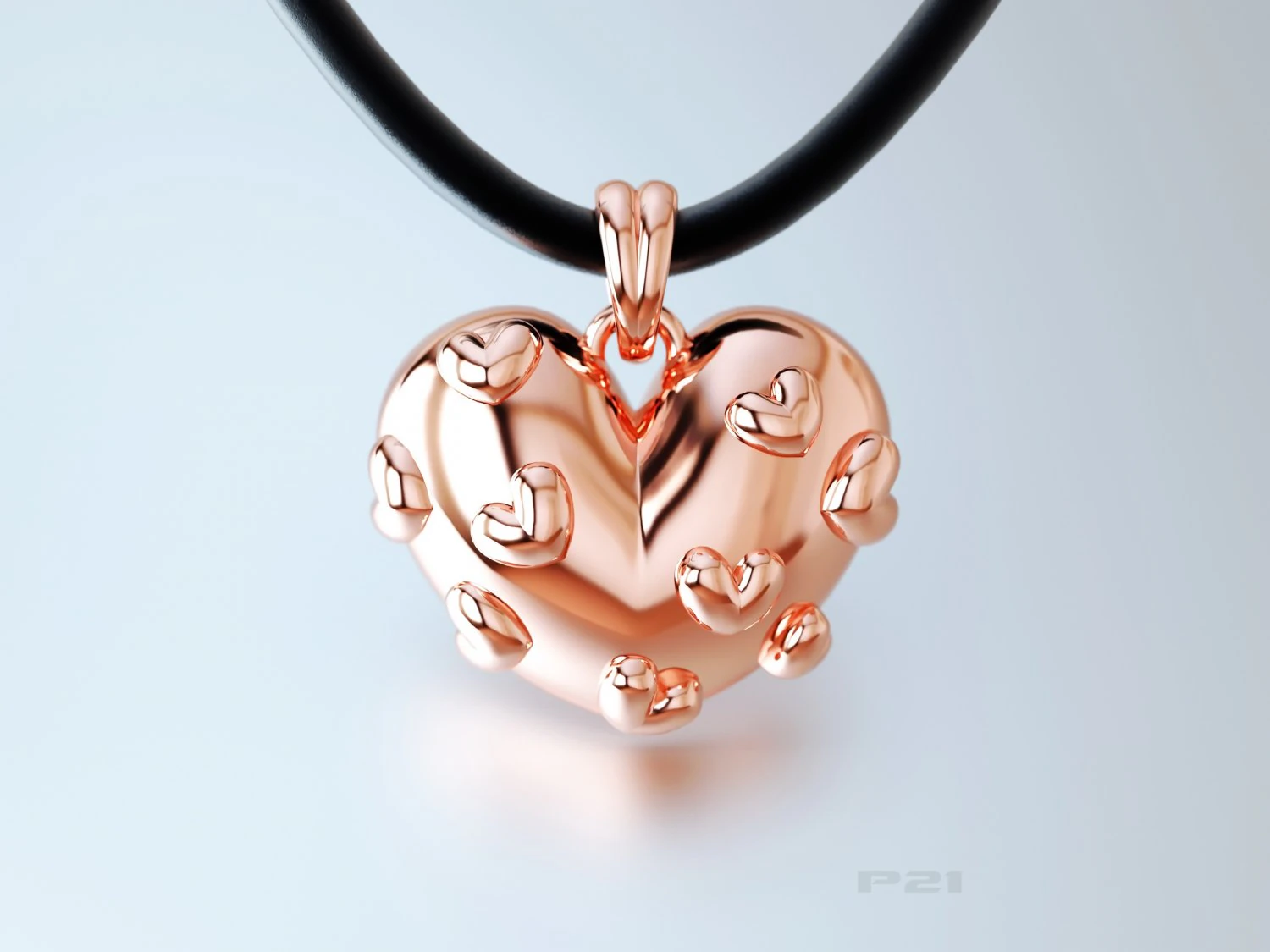 pendant has a heart of gold 3D Print Model .c4d .max .obj .3ds .fbx .stl .blend 