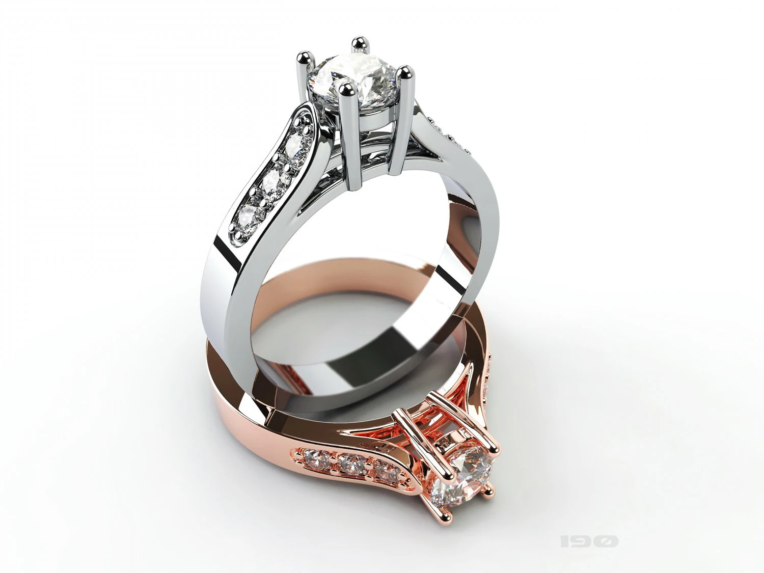 gold ring with diamonds 3D Print Model .c4d .max .obj .3ds .fbx .stl .blend 