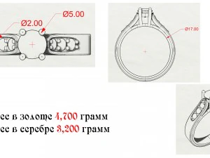 gold ring with diamonds 3D Print Model