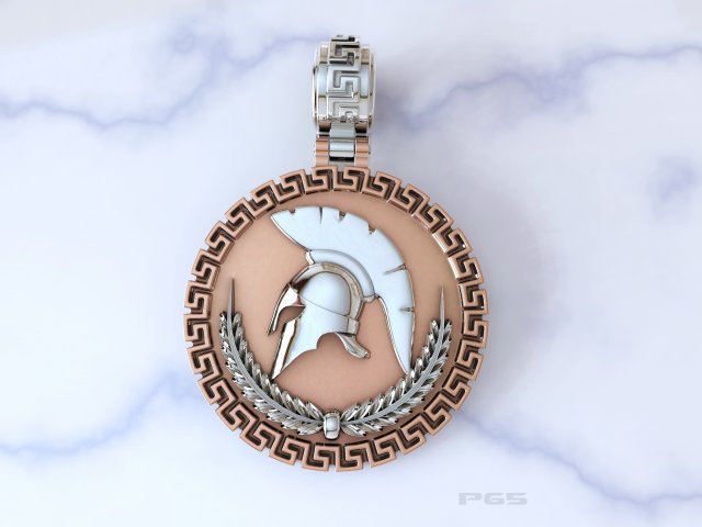 gold pendant spartan helmet Modelo 3D .c4d .max .obj .3ds .fbx .stl .blend 