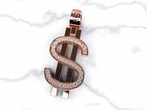 gold pendant with a dollar sign 3D मॉडल