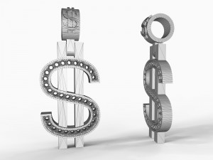 gold pendant with a dollar sign 3D Модель