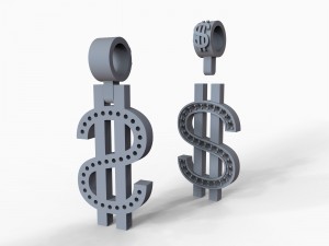 gold pendant with a dollar sign 3D Модель