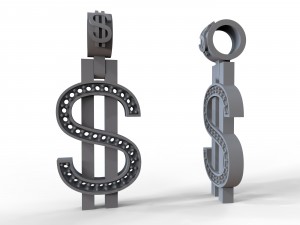 gold pendant with a dollar sign 3D Модель
