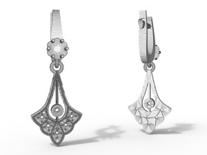 pendant earrings with diamonds 3D Model