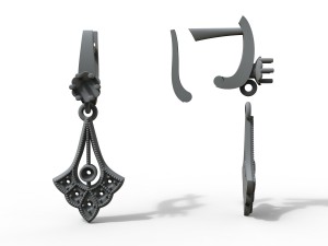 pendant earrings with diamonds 3D Model