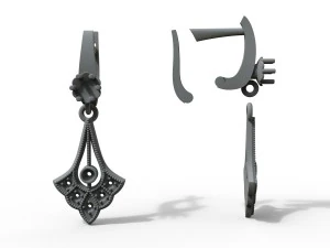 pendant earrings with diamonds 3D Model