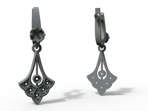 pendant earrings with diamonds 3D Model