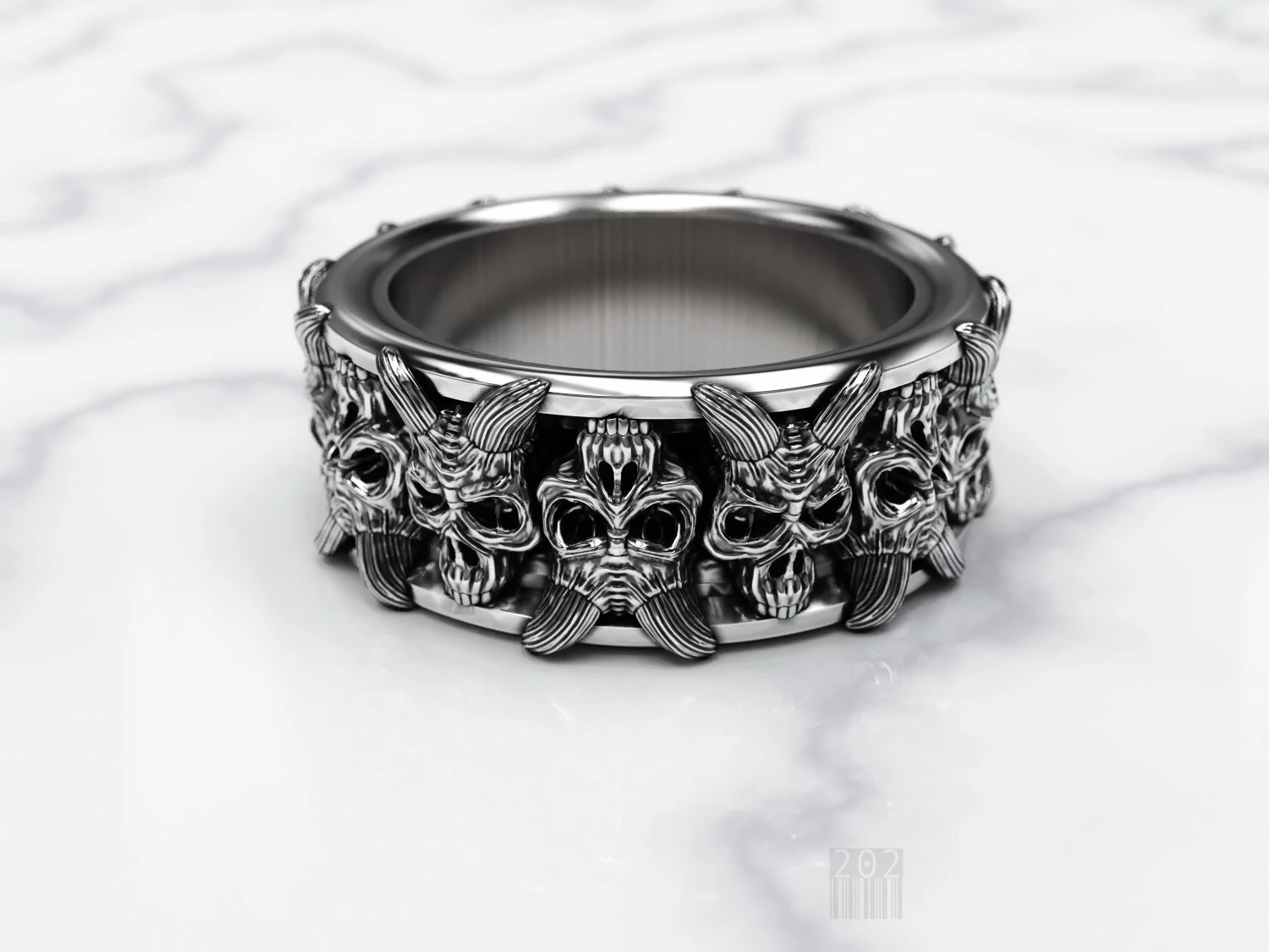 skull ring 3D Print Model .c4d .max .obj .3ds .fbx .stl .blend 