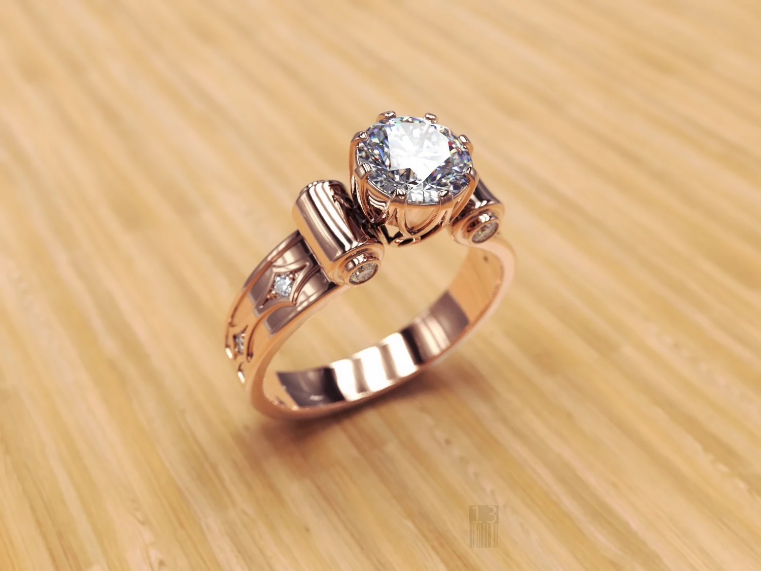 gold diamond ring 3D Print Model .c4d .max .obj .3ds .fbx .stl .blend 