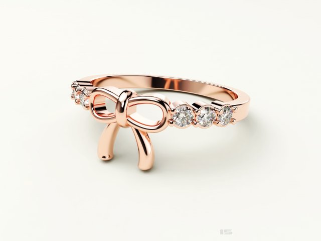 bow ring with diamonds Model do druku 3D .c4d .max .obj .3ds .fbx .stl .blend 