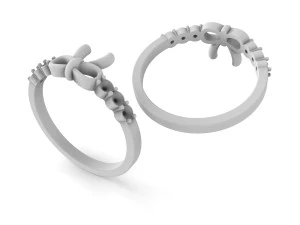 bow ring with diamonds 3D Print Model
