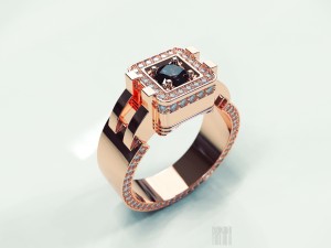 mens diamond ring Model Cetak 3D