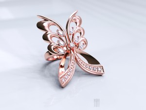 womens butterfly ring with diamonds Modèles 3D en vedette