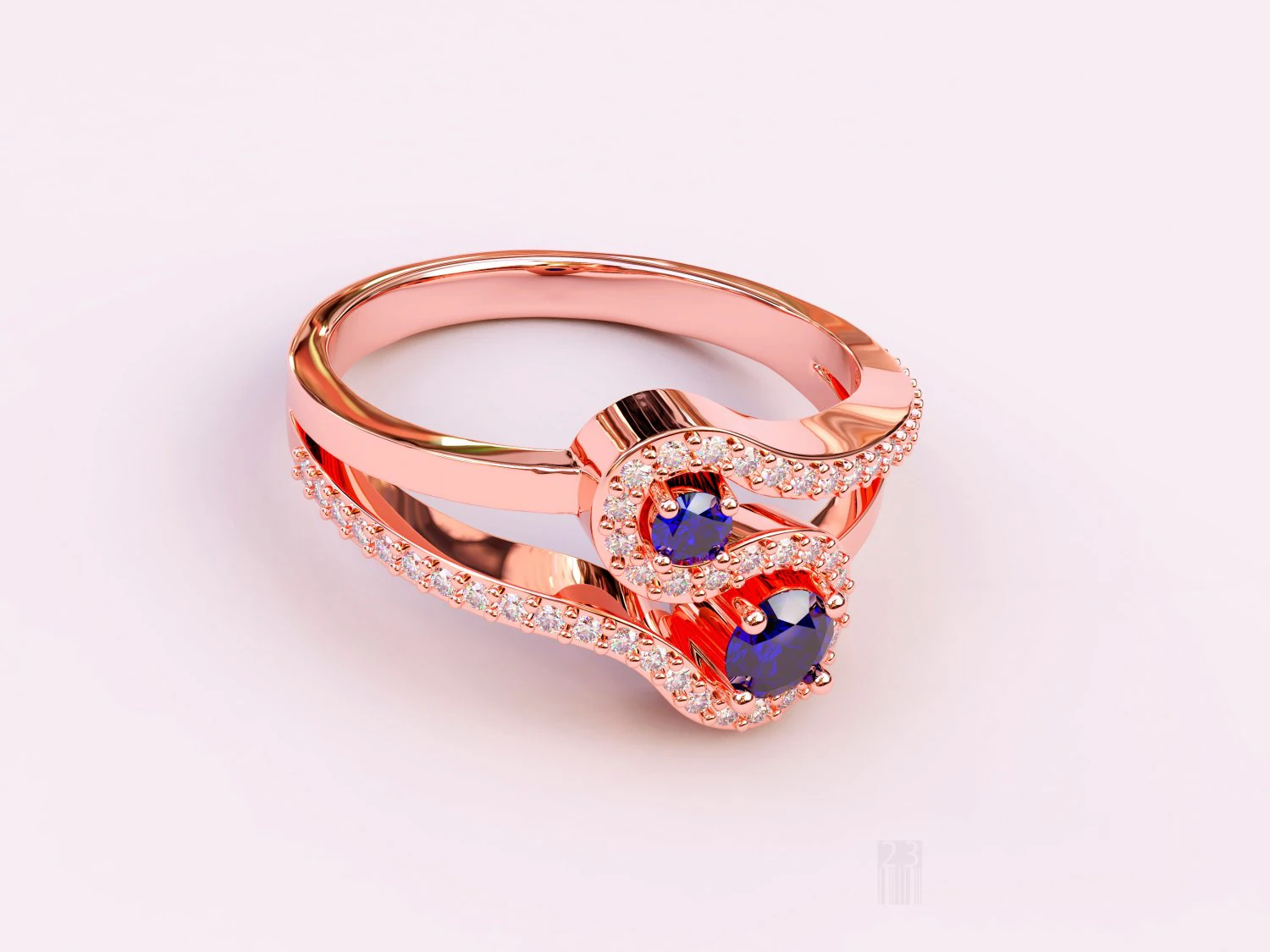 diamond and sapphire ring 3D Print Model .c4d .max .obj .3ds .fbx .stl .blend