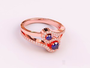 diamond and sapphire ring 3Dプリントモデル