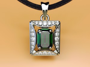 pendant with emerald and diamonds 3D Print Model