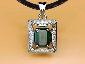 pendant with emerald and diamonds 3D Print Model