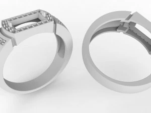 mens ring with ruby and diamonds 3D Print Model