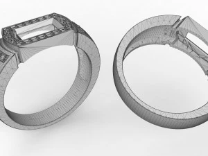 mens ring with ruby and diamonds 3D Print Model