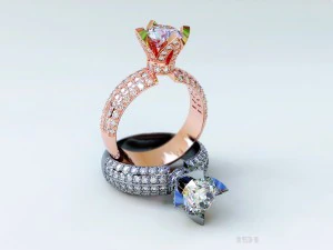 bague en or avec diamants Modèles 3D en vedette