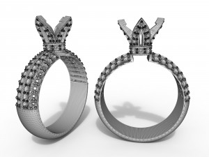 gold ring with diamonds 3D printmodel