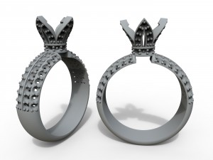 gold ring with diamonds 3D printmodel