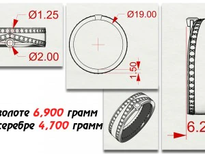 ring with diamonds 3D Print Model