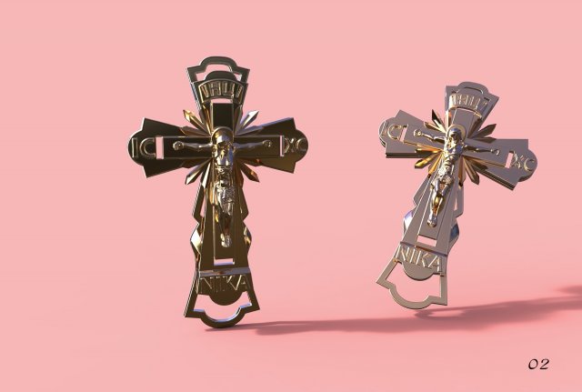 gold cross 3D Print Model .c4d .max .obj .3ds .fbx .stl .blend 